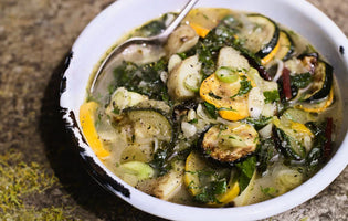 Courgette, new potato and chard stew