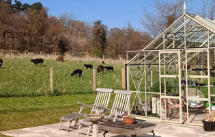 Rhino greenhouse next to a field