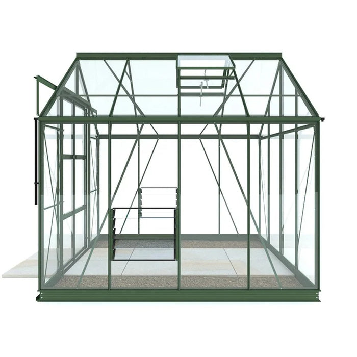 Side view of Rhino 8x8 Tuscan Olive greenhouse