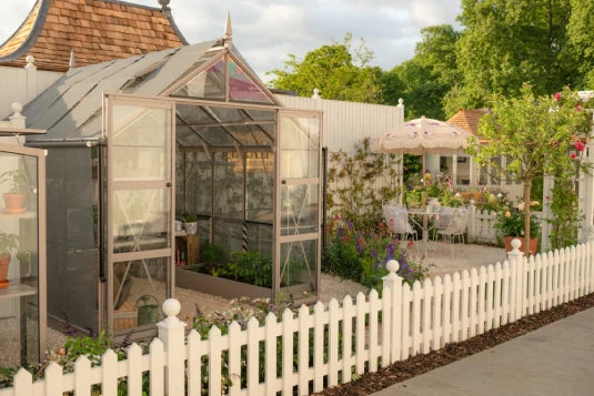 Side view of Rhino greenhouse's Chelsea Flower Show stand 2025