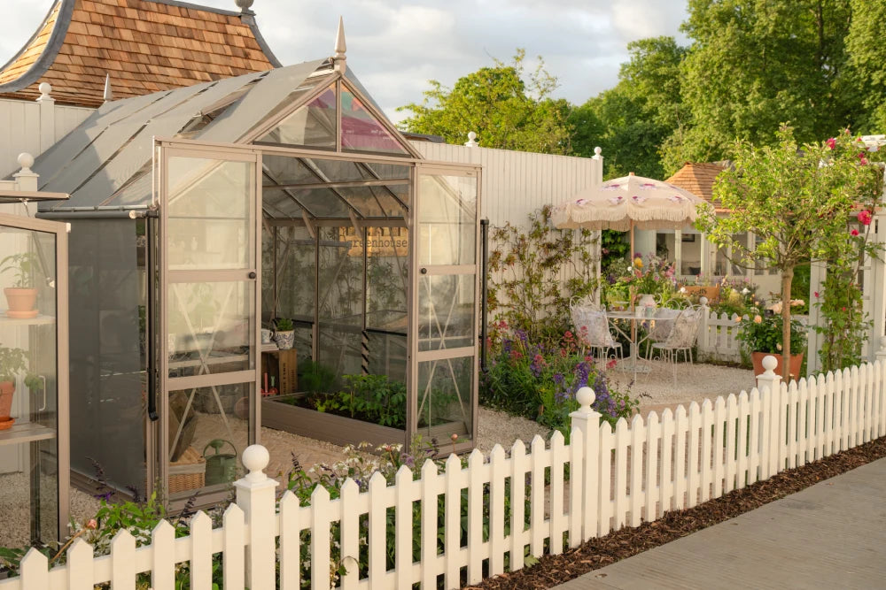 Side view of Rhino greenhouse's Chelsea Flower Show stand 2025
