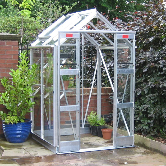 Elite Compact 4x6 - Plain Aluminium With Horticultural Glass