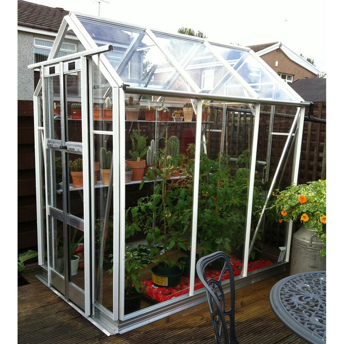 Elite Compact 4x6 - Plain Aluminium With Horticultural Glass