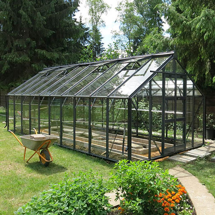 Elite Titan 10x18 Toughened Glass Large Pane - Plain Aluminium With Toughened Glass Large Pane