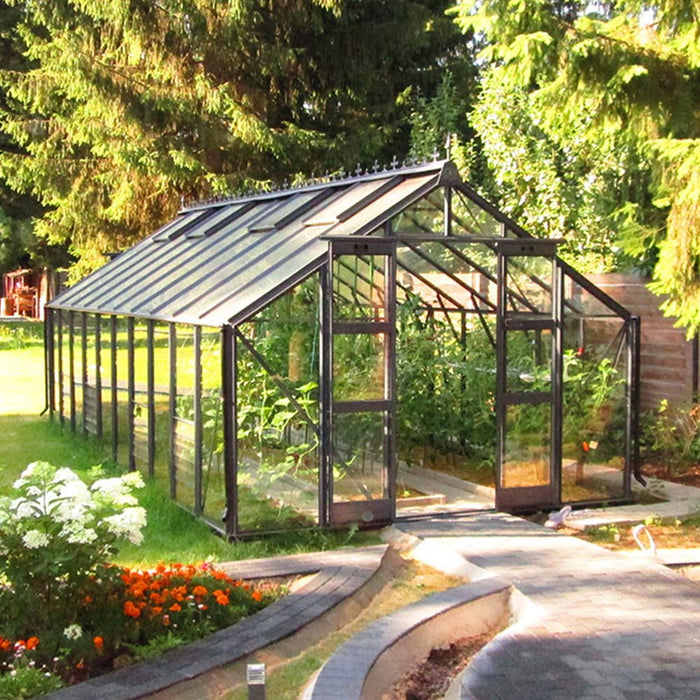 Elite Titan 10x18 Toughened Glass Large Pane - Plain Aluminium With Toughened Glass Large Pane